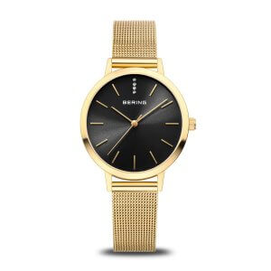 Bering Classic dameur sort m. sten i poleret stål doublé 34mm