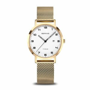 Bering Classic Titanium dameur i poleret guld m. meshlænke 34mm